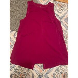 Athleta Chi Tank Magenta Berry Laser Cut Open Back Yoga Training Top S 211277